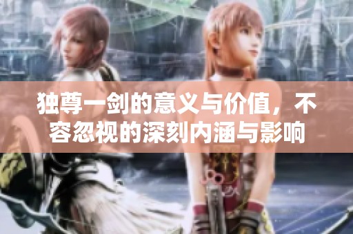 独尊一剑的意义与价值，不容忽视的深刻内涵与影响
