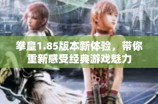 拳皇1.85版本新体验，带你重新感受经典游戏魅力