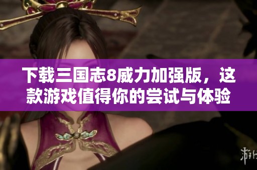 下载三国志8威力加强版，这款游戏值得你的尝试与体验！