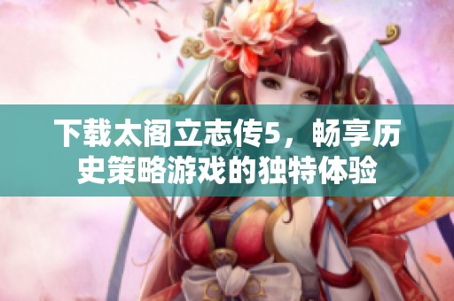 下载太阁立志传5，畅享历史策略游戏的独特体验