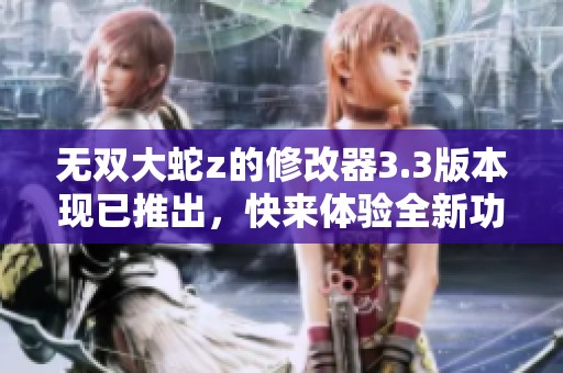 无双大蛇z的修改器3.3版本现已推出，快来体验全新功能吧！