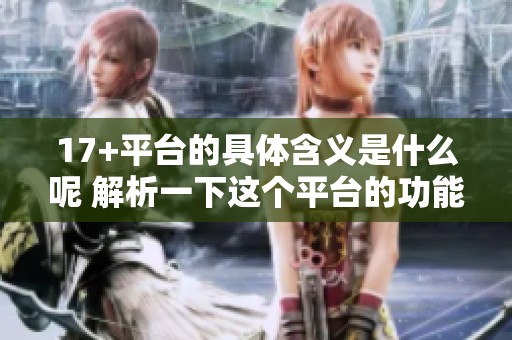 17+平台的具体含义是什么呢 解析一下这个平台的功能和特点