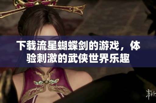 下载流星蝴蝶剑的游戏，体验刺激的武侠世界乐趣