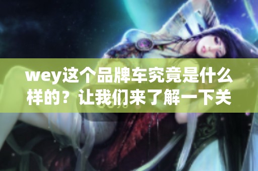 wey这个品牌车究竟是什么样的？让我们来了解一下关于wey的更多信息。