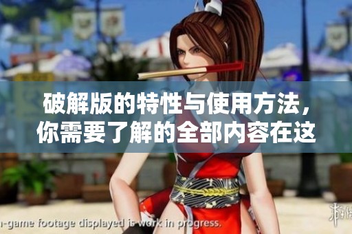 破解版的特性与使用方法，你需要了解的全部内容在这里