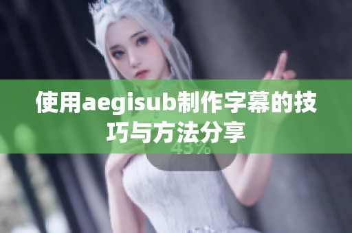 使用aegisub制作字幕的技巧与方法分享