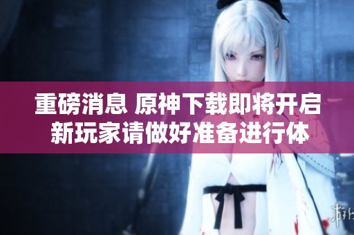 重磅消息 原神下载即将开启 新玩家请做好准备进行体验