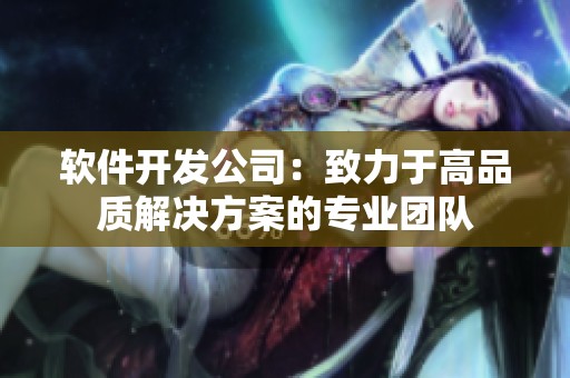 软件开发公司：致力于高品质解决方案的专业团队