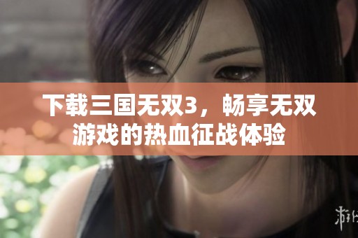 下载三国无双3，畅享无双游戏的热血征战体验
