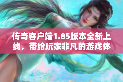 传奇客户端1.85版本全新上线，带给玩家非凡的游戏体验与刺激冒险