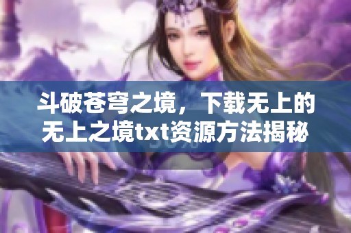 斗破苍穹之境，下载无上的无上之境txt资源方法揭秘