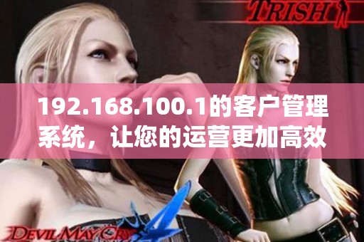 192.168.100.1的客户管理系统，让您的运营更加高效和便捷