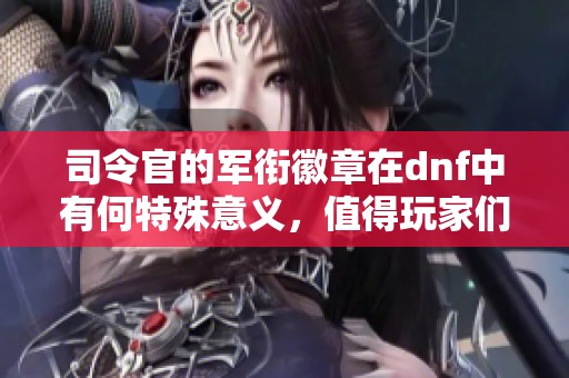 司令官的军衔徽章在dnf中有何特殊意义，值得玩家们关注吗